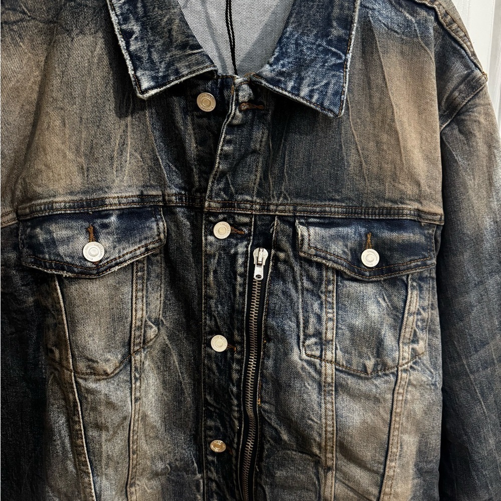 New Embellish Men's Kane Distressed Dirty Denim Jacket - Picture 4 of 14